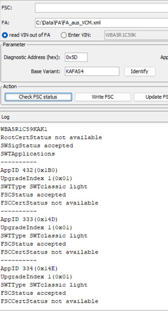 BMW KAFAS4 High FSC Codes and App IDs for Driving Assistant Professional Retrofit