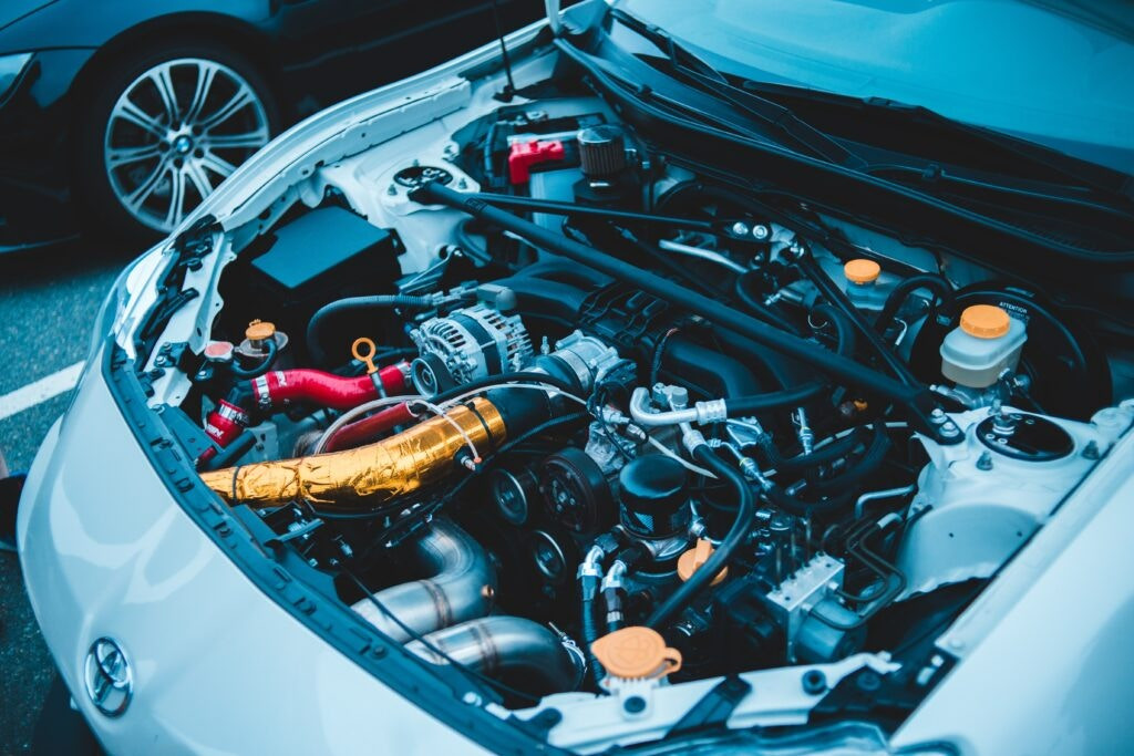 Toyota engine showcasing car maintenance