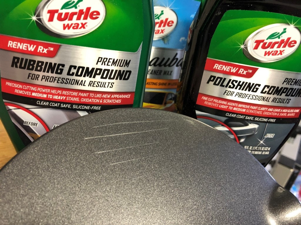 Turtle Wax product test results showing fair job on light scratches