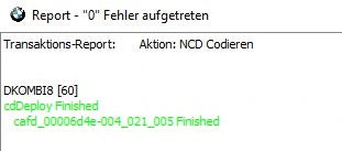 Successful BMW coding completion message in Esys software