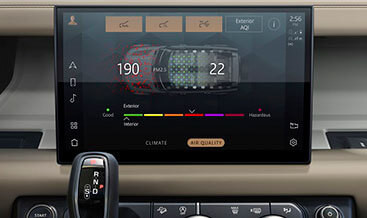 L663 Cabin Air Ionisation system with PM2.5 filter installed in a Land Rover Defender, improving in-cabin air quality.