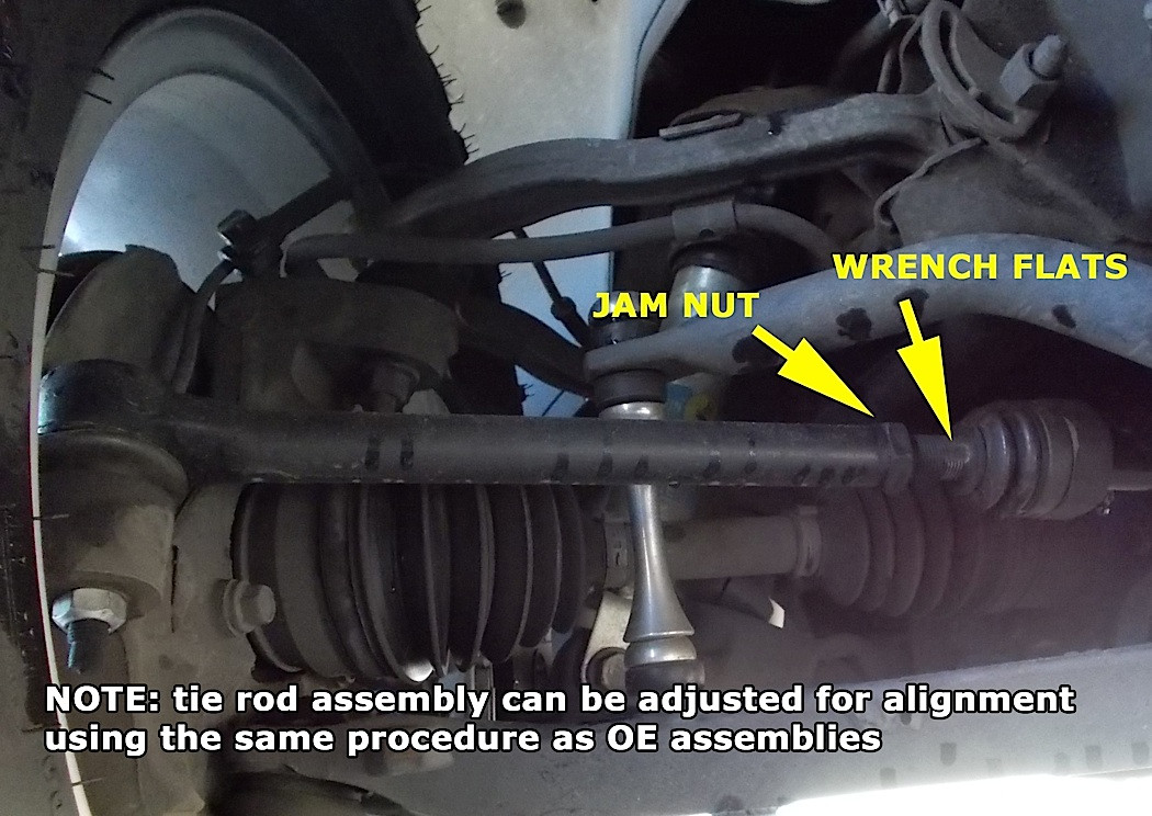 Adjusting front toe using tie rods on a car