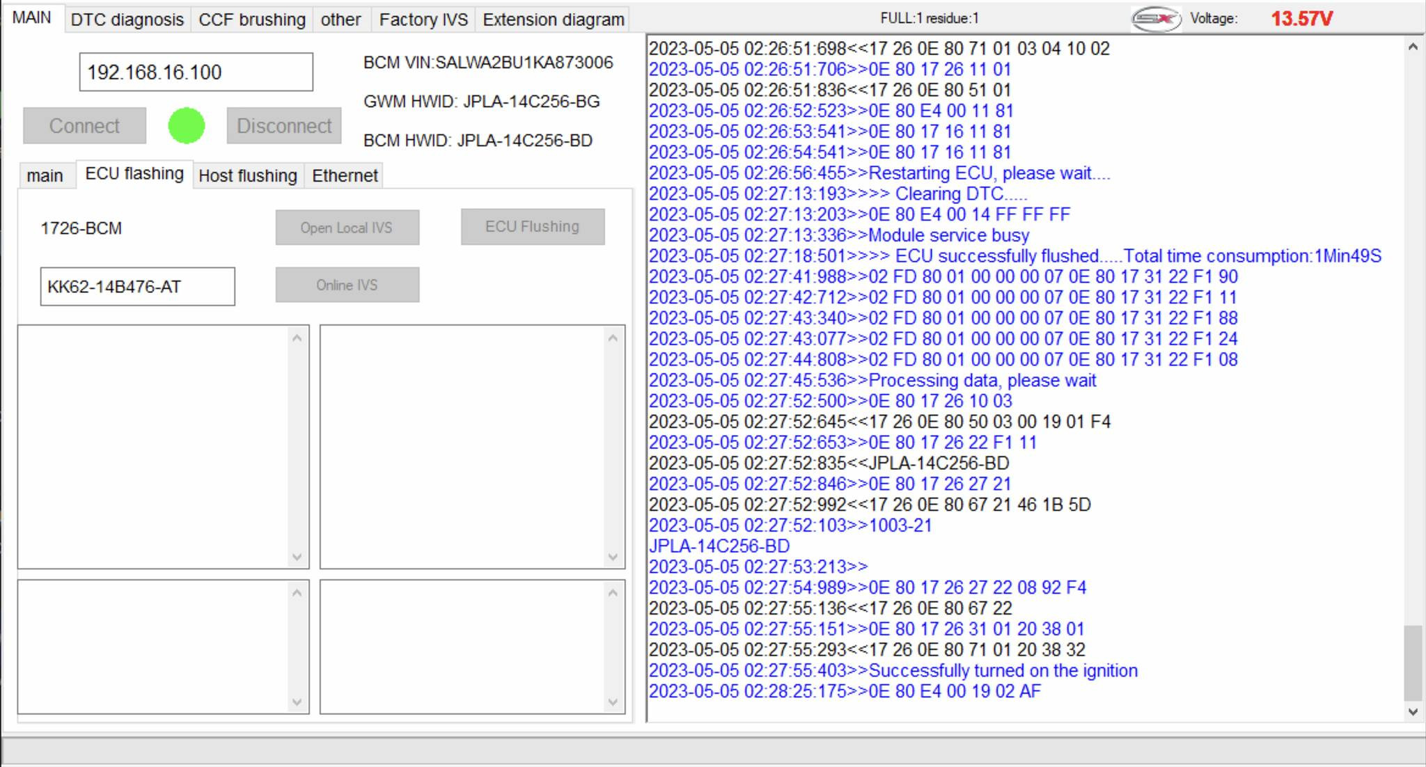 Screenshot of the JET Master JLR Engineering Tool software showing CCF parameter selection and coding scripts options