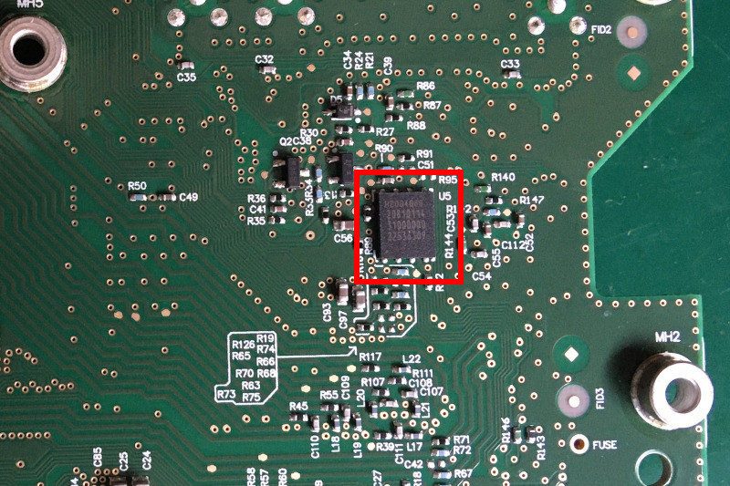 Tesla LTE Modem eSIM showing the embedded SIM chip and its integration