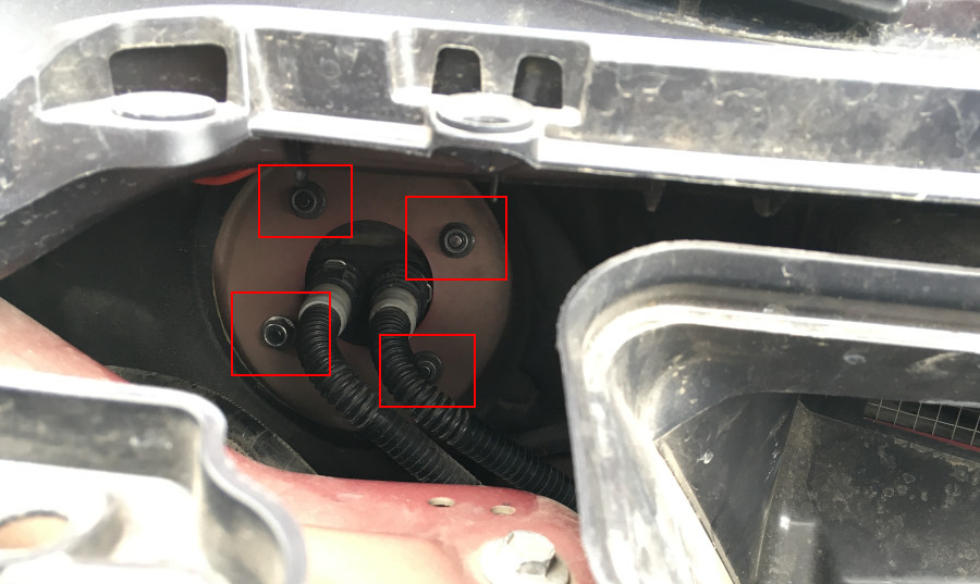 Tesla MCU Screws indicating the location of the nuts securing the MCU unit